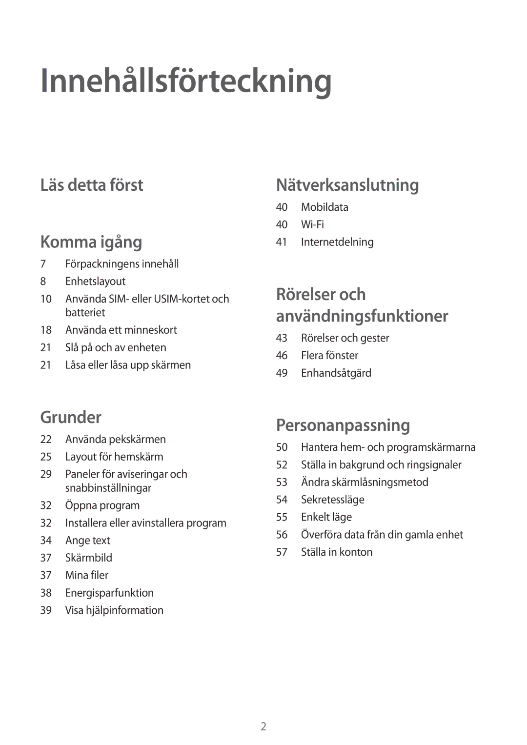 Samsung SM-A500FZWUNEE manual Innehållsförteckning 