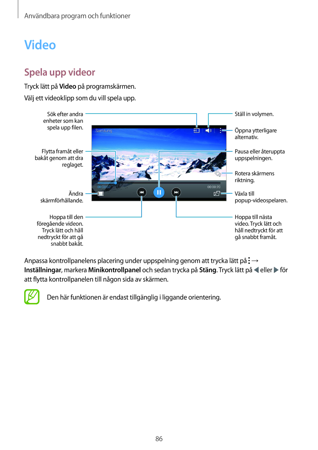 Samsung SM-A500FZWUNEE manual Video, Spela upp videor 