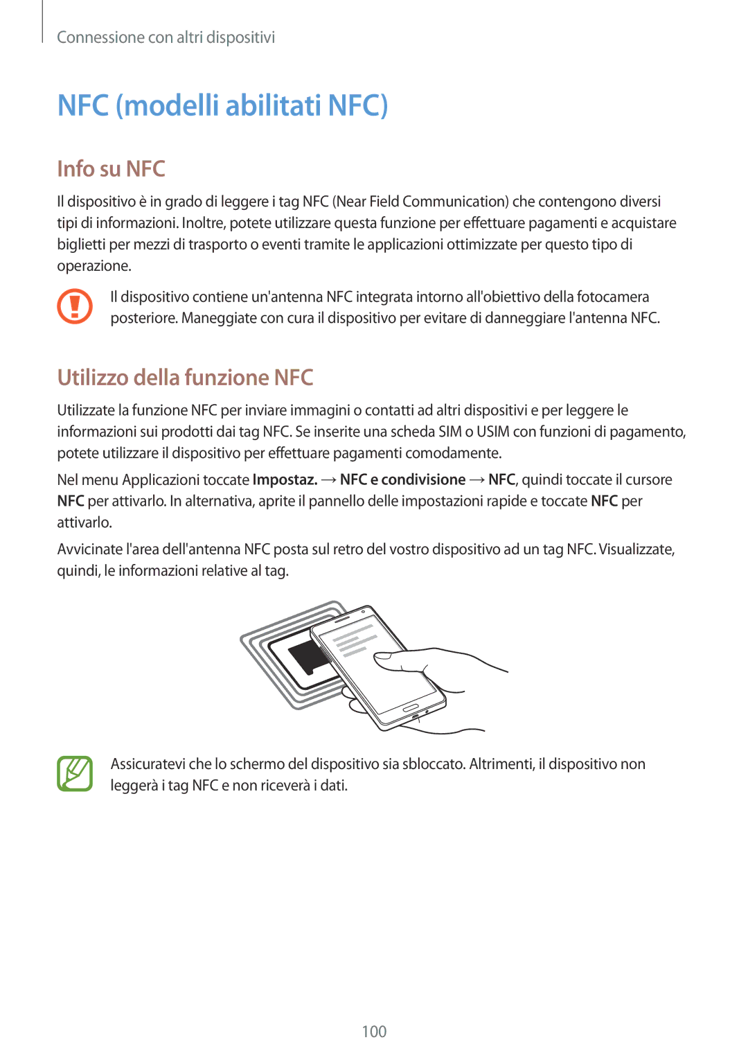 Samsung SM-A500FZWUSWC, SM-A500FZWUPRT, SM-A500FZKUDPL NFC modelli abilitati NFC, Info su NFC, Utilizzo della funzione NFC 