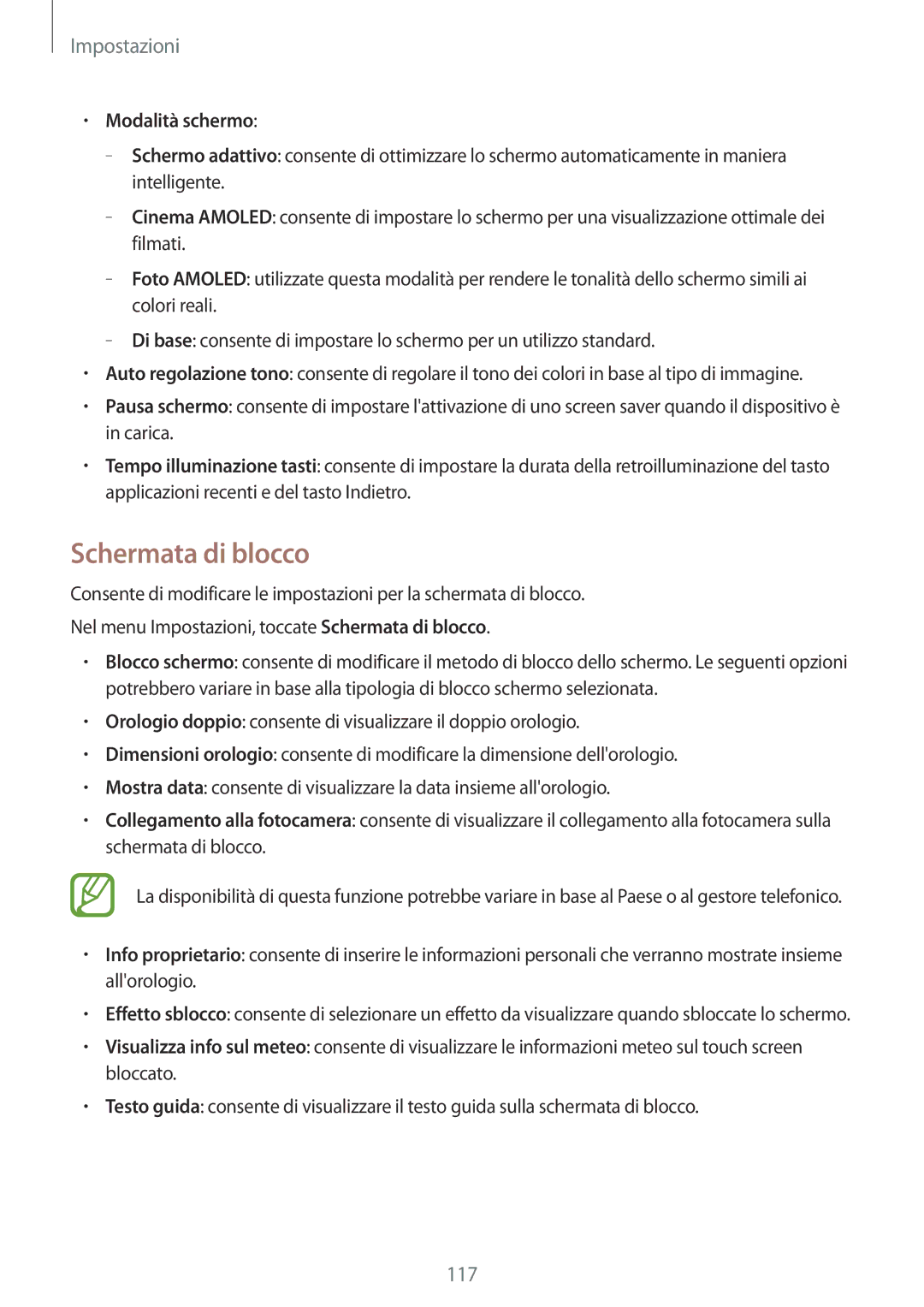 Samsung SM-A500FZWUDPL, SM-A500FZWUPRT, SM-A500FZKUDPL, SM-A500FZKUDBT, SM-A500FZKUPLS Schermata di blocco, Modalità schermo 