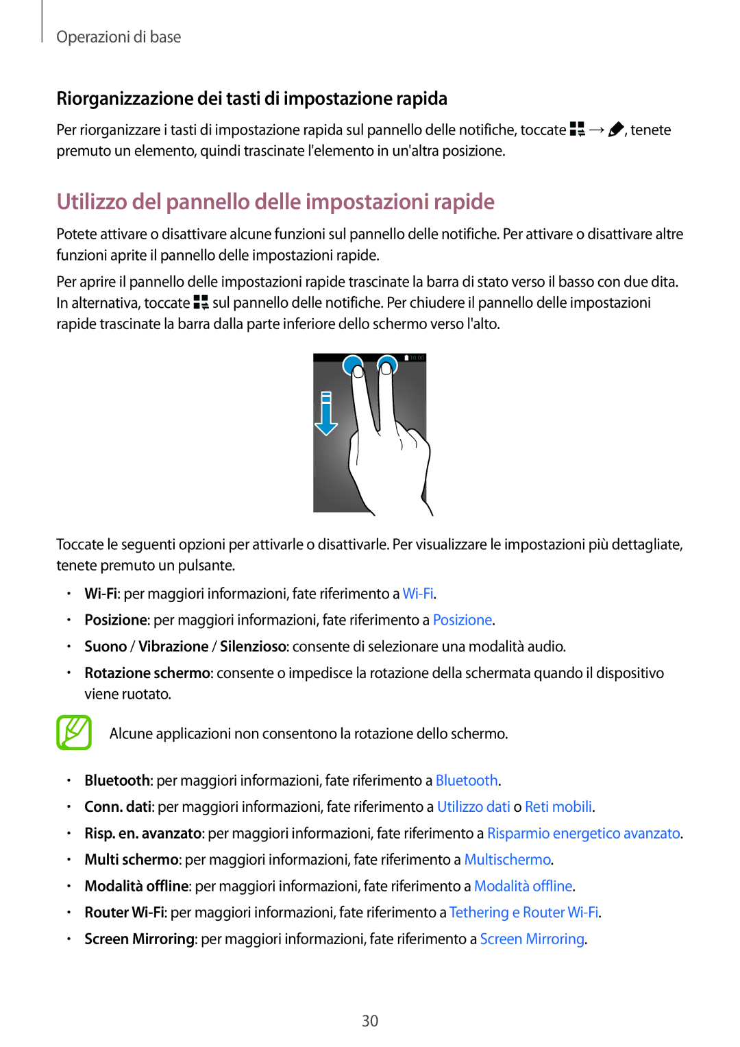 Samsung SM-A500FZKUAUT Utilizzo del pannello delle impostazioni rapide, Riorganizzazione dei tasti di impostazione rapida 