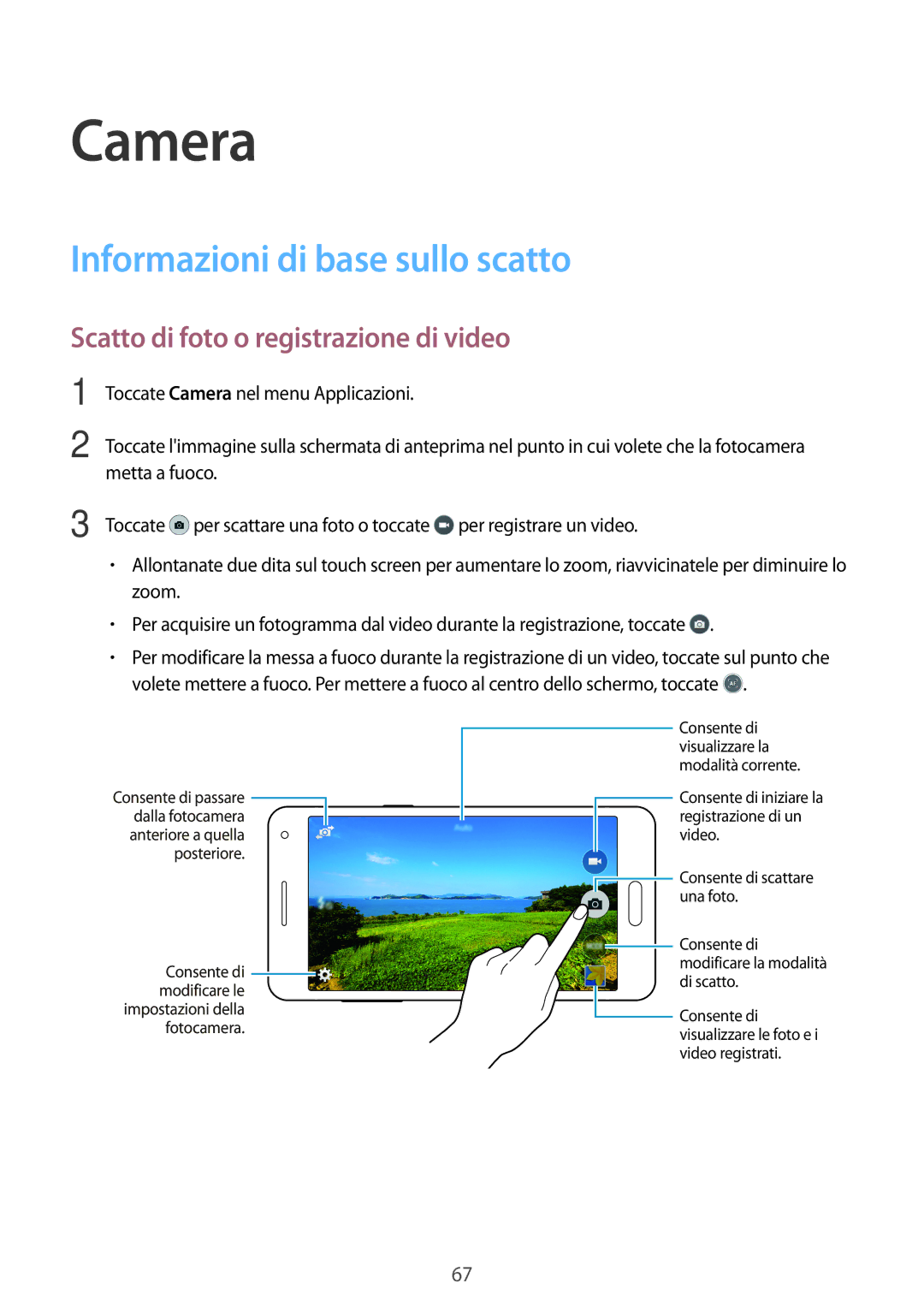 Samsung SM-A500FZSUITV, SM-A500FZWUPRT Camera, Informazioni di base sullo scatto, Scatto di foto o registrazione di video 