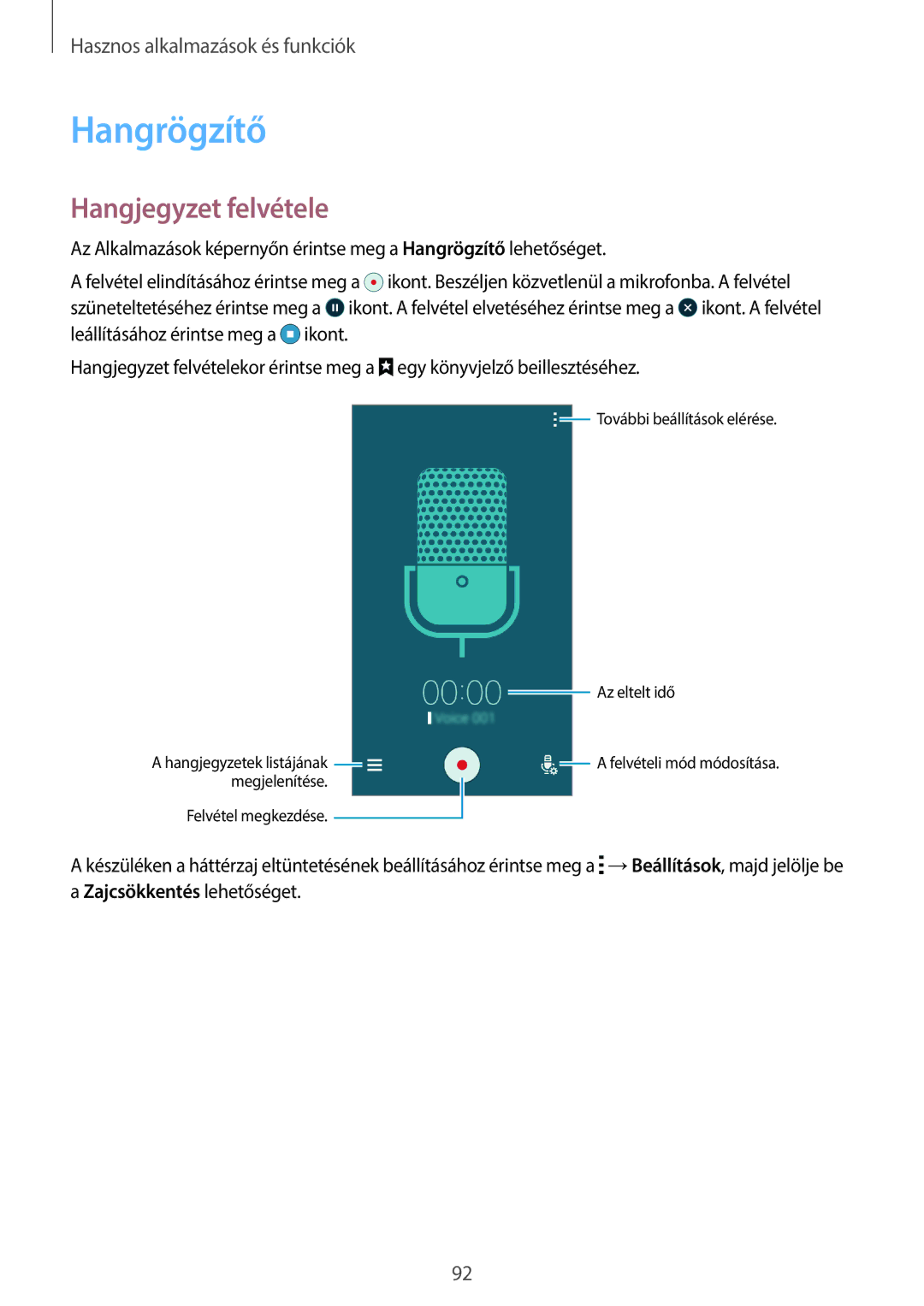 Samsung SM-A500FZKUIDE, SM-A500FZWUPRT, SM-A500FZWUATO, SM-A500FZKUCYO, SM-A500FZKUCOS Hangrögzítő, Hangjegyzet felvétele 