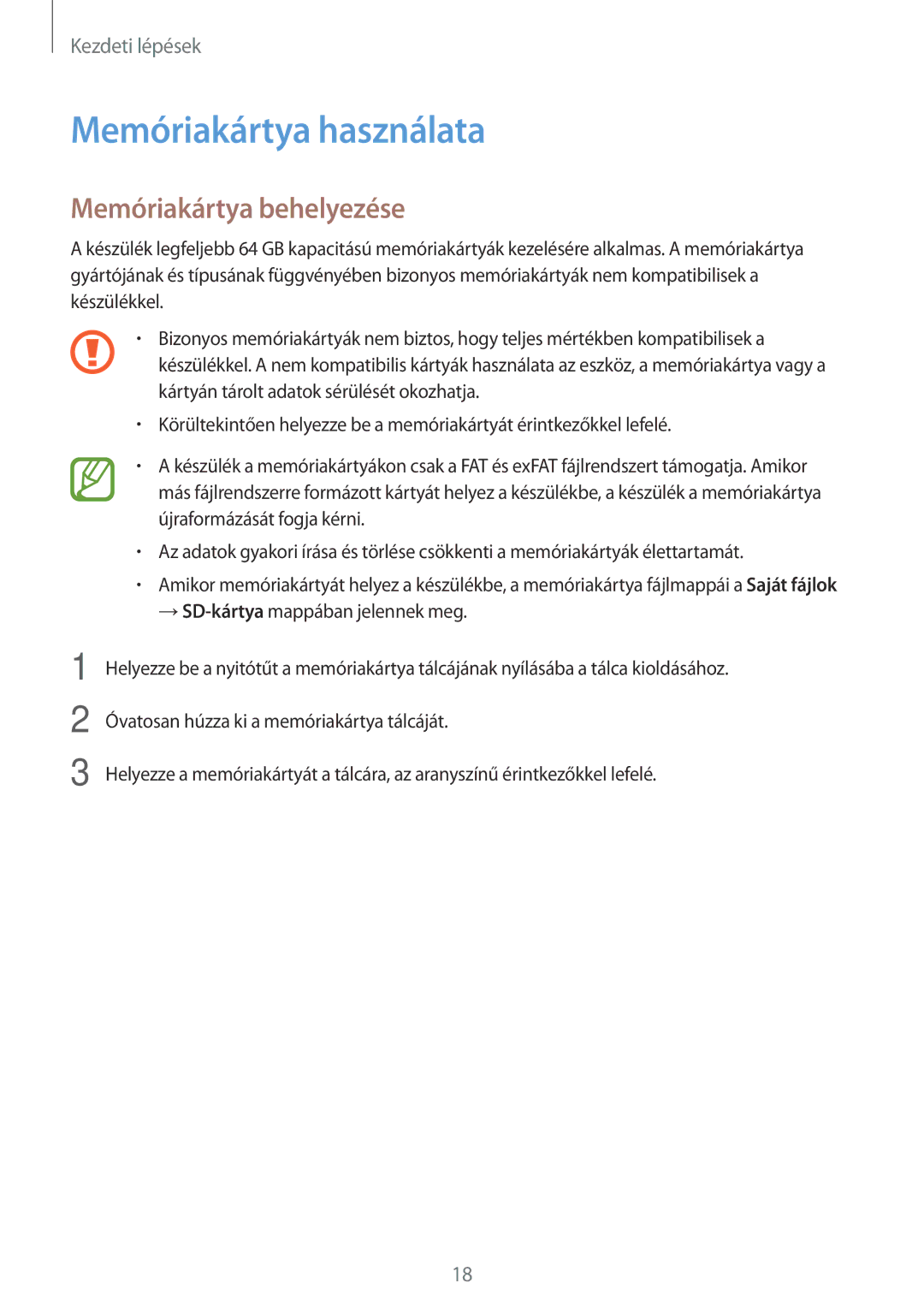 Samsung SM-A500FZWUEUR, SM-A500FZWUPRT, SM-A500FZWUATO, SM-A500FZKUCYO Memóriakártya használata, Memóriakártya behelyezése 