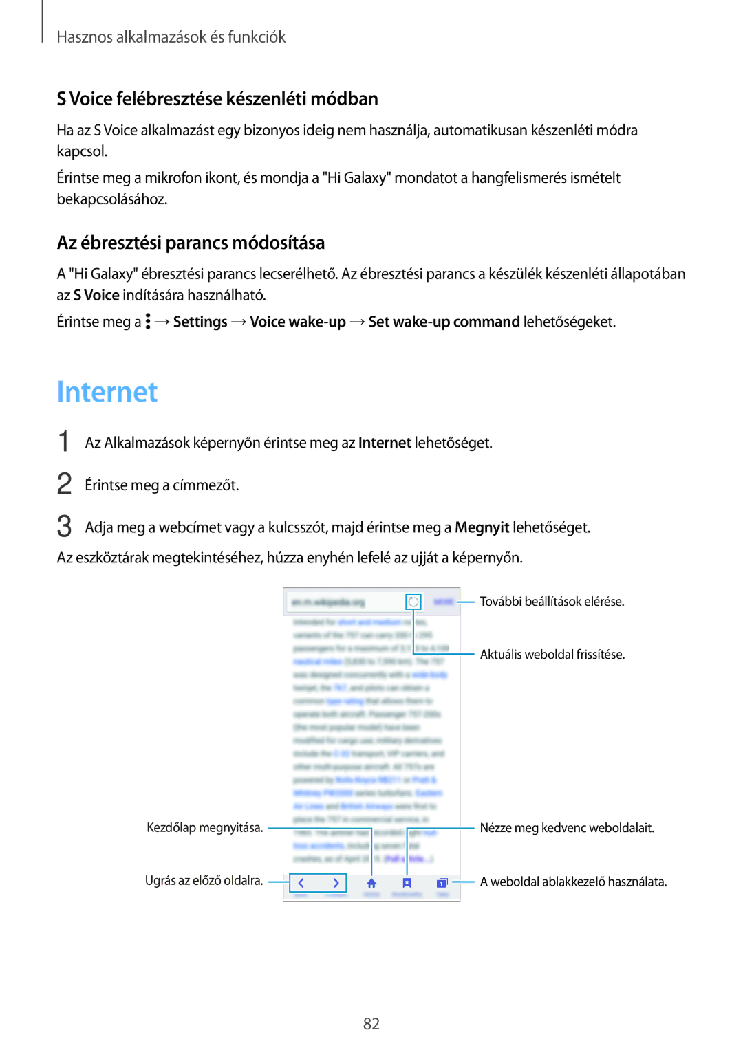 Samsung SM-A500FZSUETL, SM-A500FZWUPRT Internet, Voice felébresztése készenléti módban, Az ébresztési parancs módosítása 