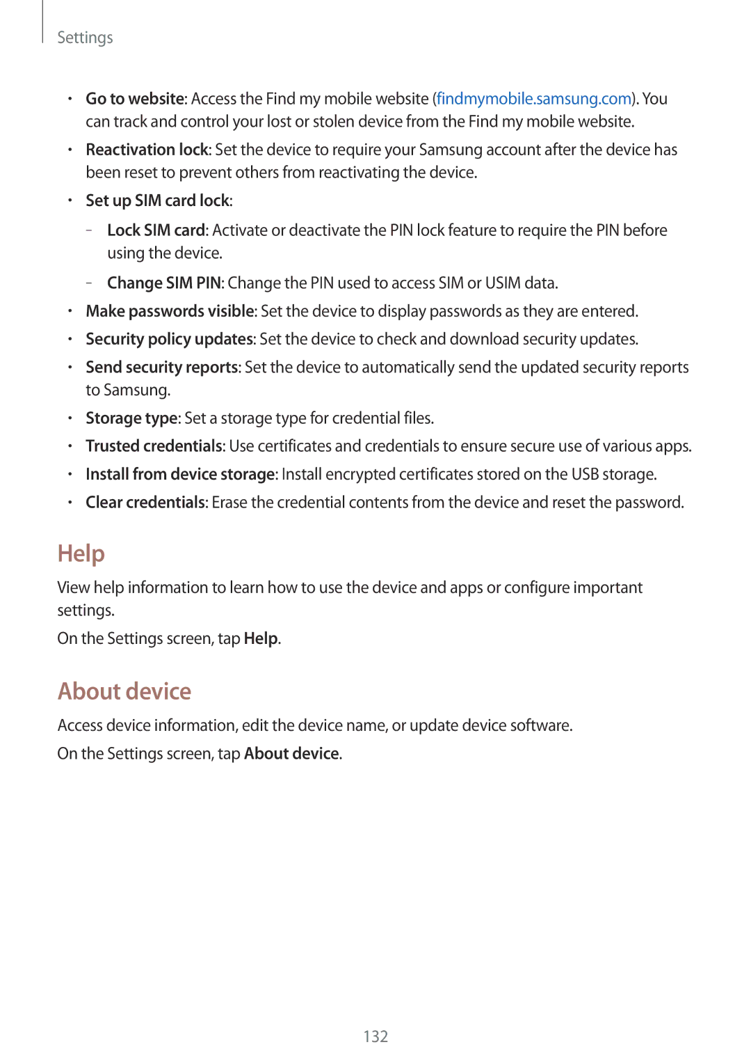 Samsung SM-A500FZWUNEE, SM-A500FZWUPRT, SM-A500FZWUDDE, SM-A500FZWUATO manual Help, About device, Set up SIM card lock 