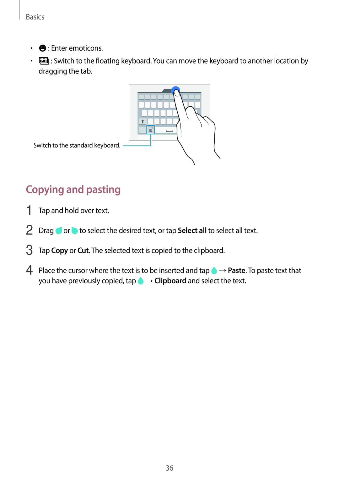 Samsung SM-A500FZWUDPL, SM-A500FZWUPRT, SM-A500FZWUDDE, SM-A500FZWUATO, SM-A500FZKUDPL, SM-A500FZKUCYO Copying and pasting 