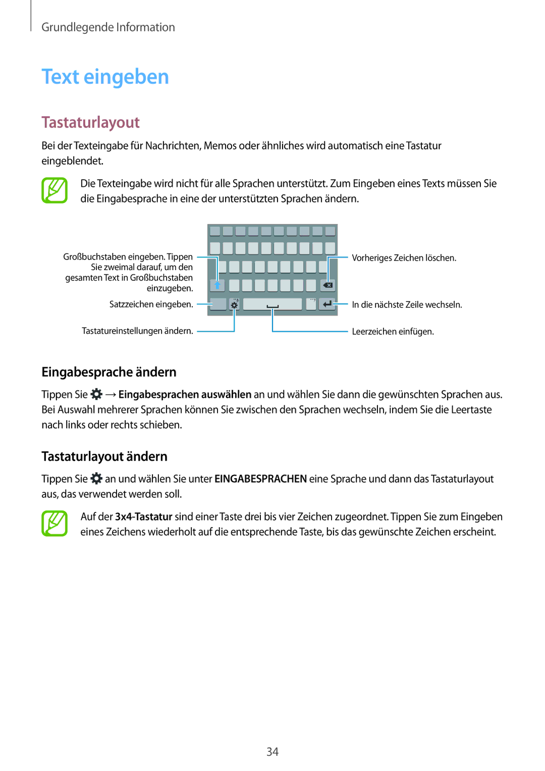 Samsung SM-A500FZDUTPH, SM-A500FZWUPRT, SM-A500FZWUDDE manual Text eingeben, Eingabesprache ändern, Tastaturlayout ändern 