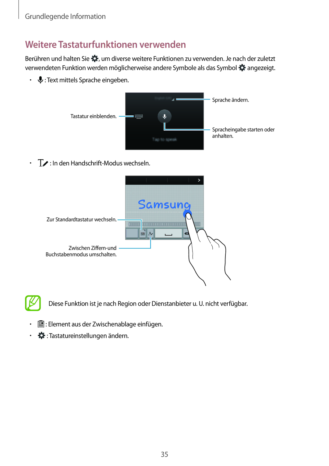 Samsung SM-A500FZSUXEO, SM-A500FZWUPRT, SM-A500FZWUDDE, SM-A500FZWUATO, SM-A500FZKUDPL Weitere Tastaturfunktionen verwenden 