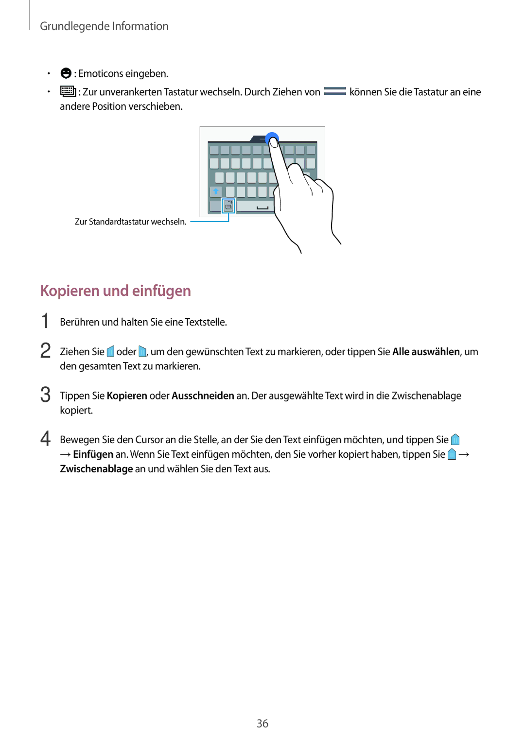 Samsung SM-A500FZWUDPL, SM-A500FZWUPRT, SM-A500FZWUDDE, SM-A500FZWUATO, SM-A500FZKUDPL, SM-A500FZKUCYO Kopieren und einfügen 