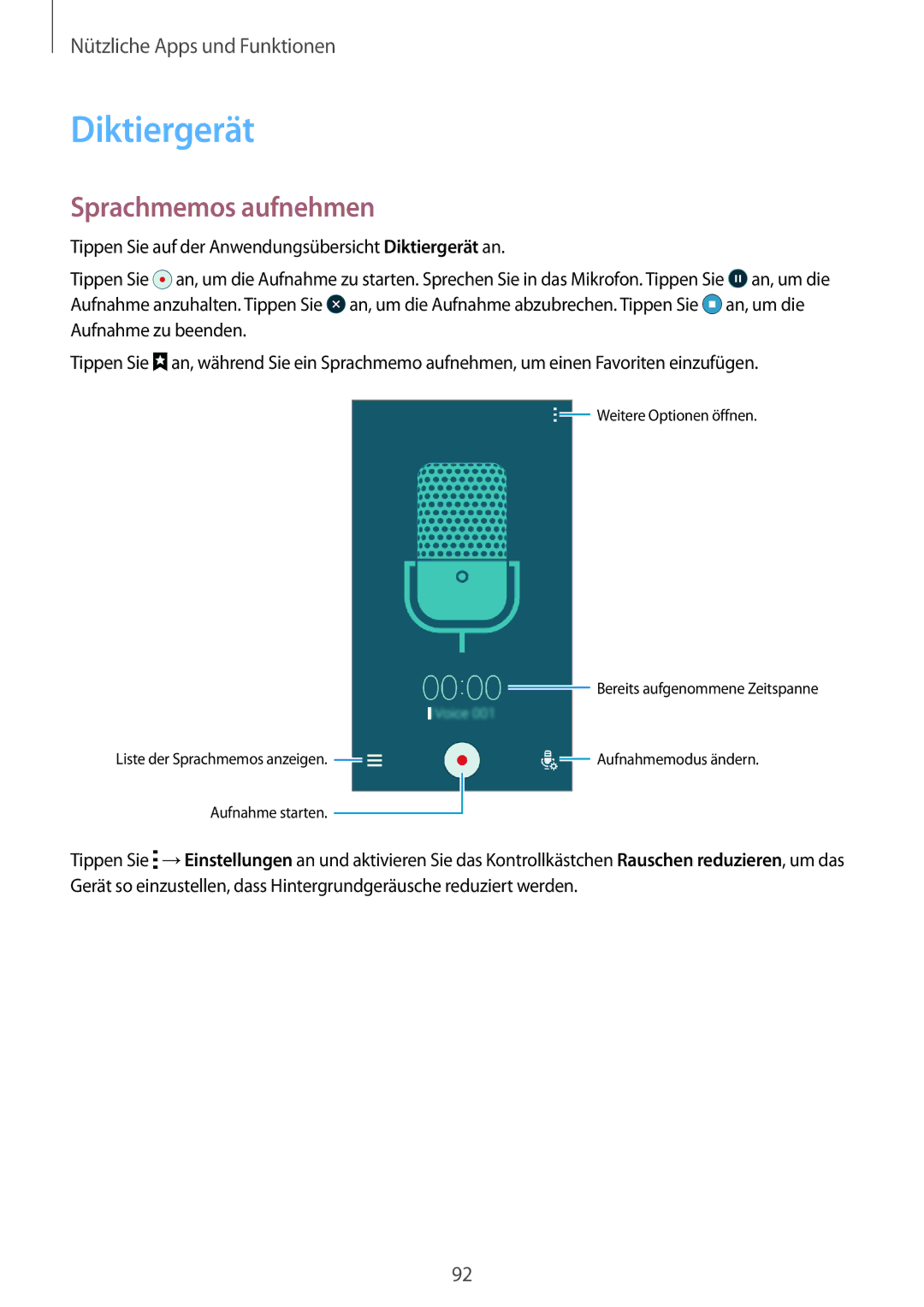 Samsung SM-A500FZDUSEB, SM-A500FZWUPRT, SM-A500FZWUDDE, SM-A500FZWUATO, SM-A500FZKUDPL Diktiergerät, Sprachmemos aufnehmen 