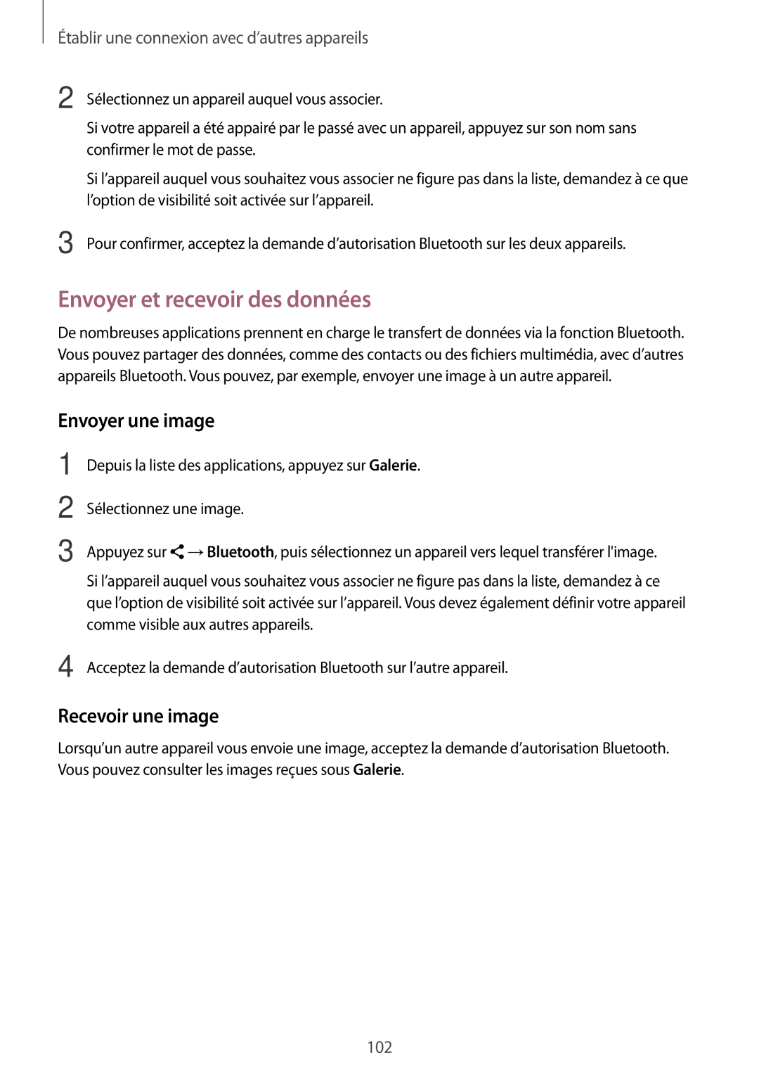 Samsung SM-A500FZKUBOG, SM-A500FZWUXEF manual Envoyer et recevoir des données, Envoyer une image, Recevoir une image 