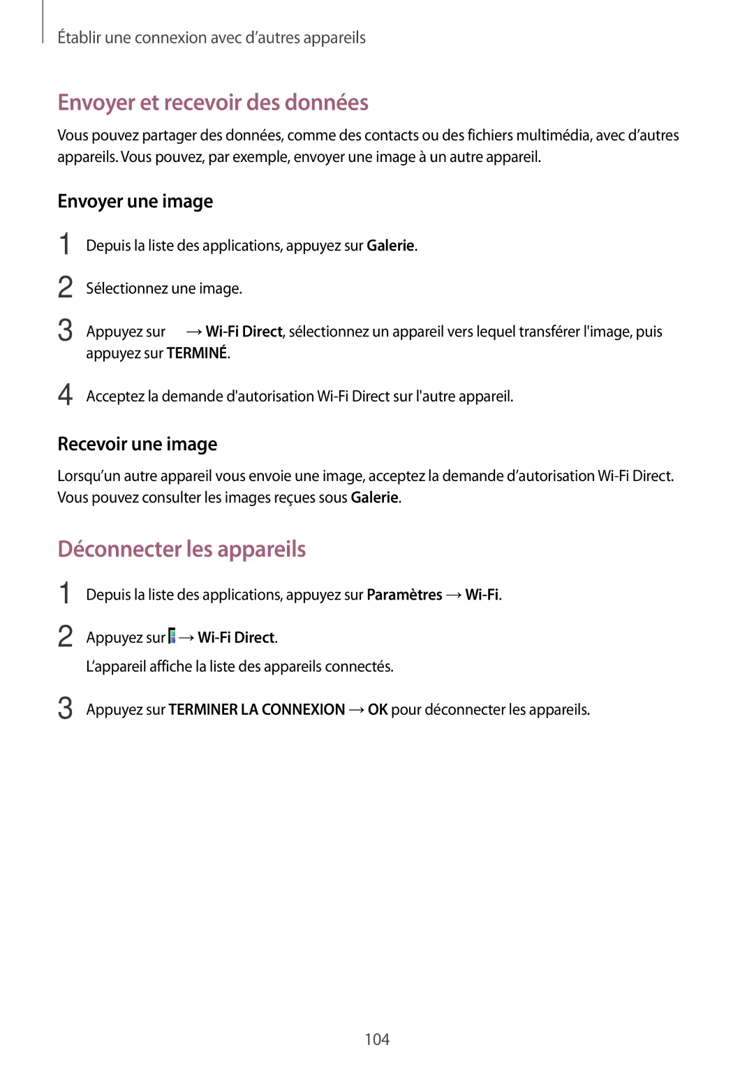 Samsung SM-A500FZDUFTM, SM-A500FZWUXEF, SM-A500FZKUFTM, SM-A500FZKUSFR, SM-A500FZKUBOG manual Déconnecter les appareils 