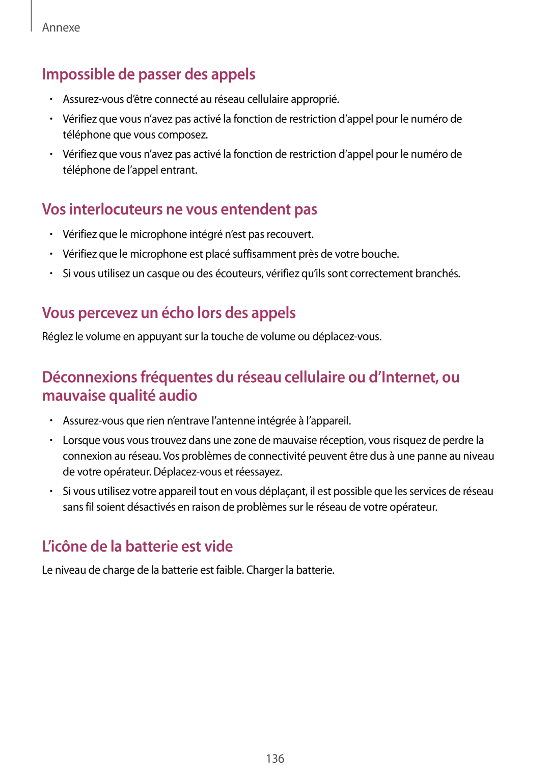 Samsung SM-A500FZKUFTM, SM-A500FZWUXEF, SM-A500FZKUSFR, SM-A500FZKUBOG, SM-A500FZWUSFR Vous percevez un écho lors des appels 