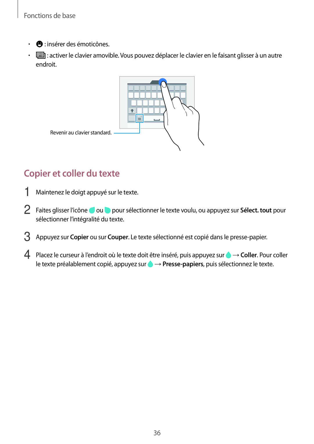 Samsung SM-A500FZWUXEF, SM-A500FZKUFTM, SM-A500FZKUSFR, SM-A500FZKUBOG, SM-A500FZWUSFR manual Copier et coller du texte 