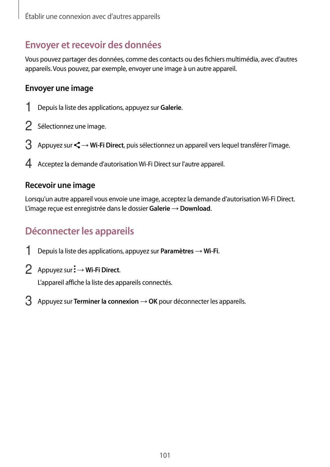 Samsung SM-A500FZKUSFR, SM-A500FZWUXEF, SM-A500FZKUFTM, SM-A500FZKUBOG, SM-A500FZWUSFR manual Déconnecter les appareils 