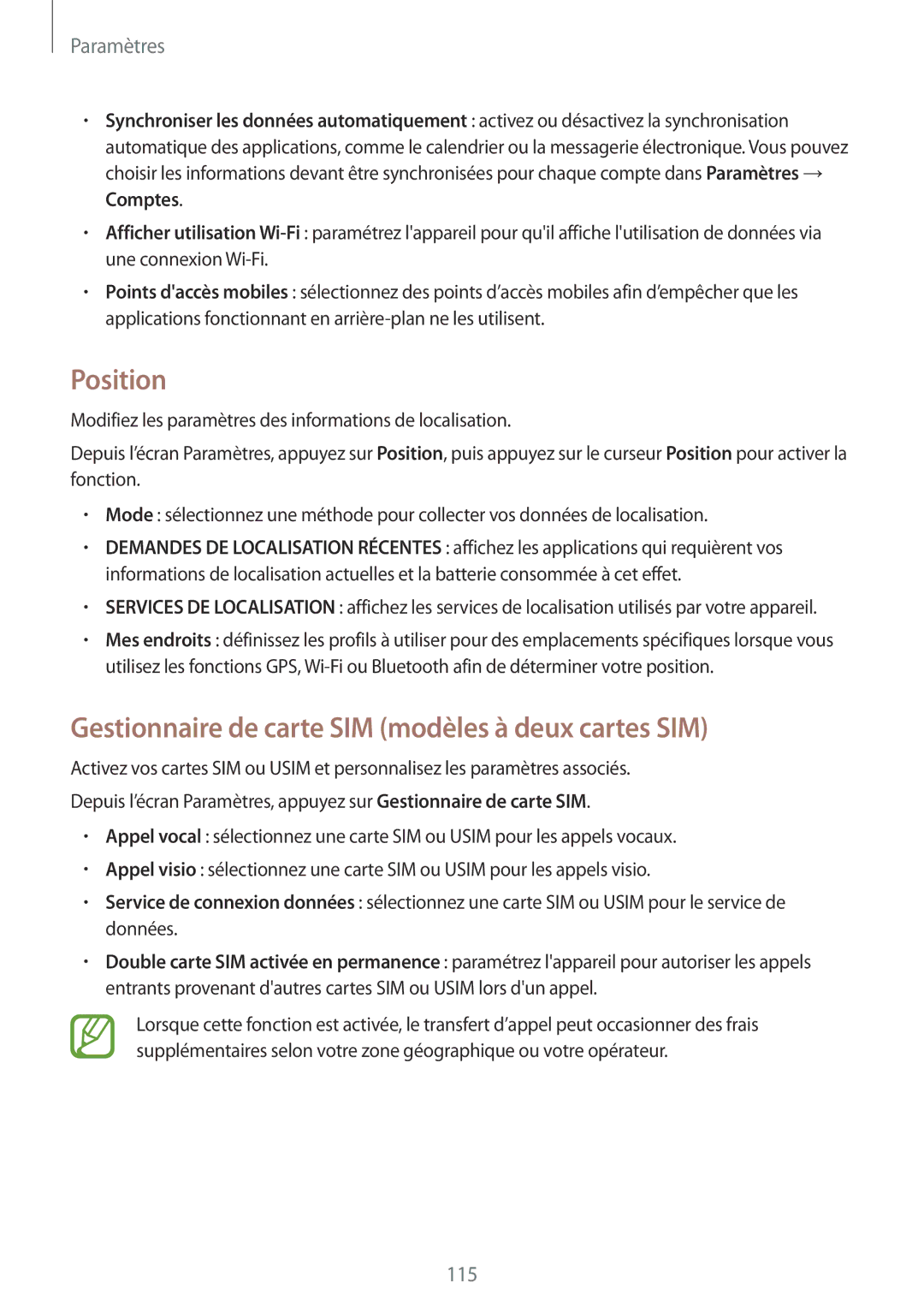 Samsung SM-A500FZKUXEF, SM-A500FZWUXEF, SM-A500FZKUFTM manual Position, Gestionnaire de carte SIM modèles à deux cartes SIM 