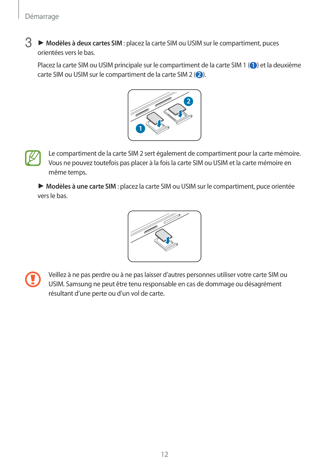 Samsung SM-A500FZKUBOG, SM-A500FZWUXEF, SM-A500FZKUFTM, SM-A500FZKUSFR, SM-A500FZWUSFR, SM-A500FZDUFTM manual Démarrage 