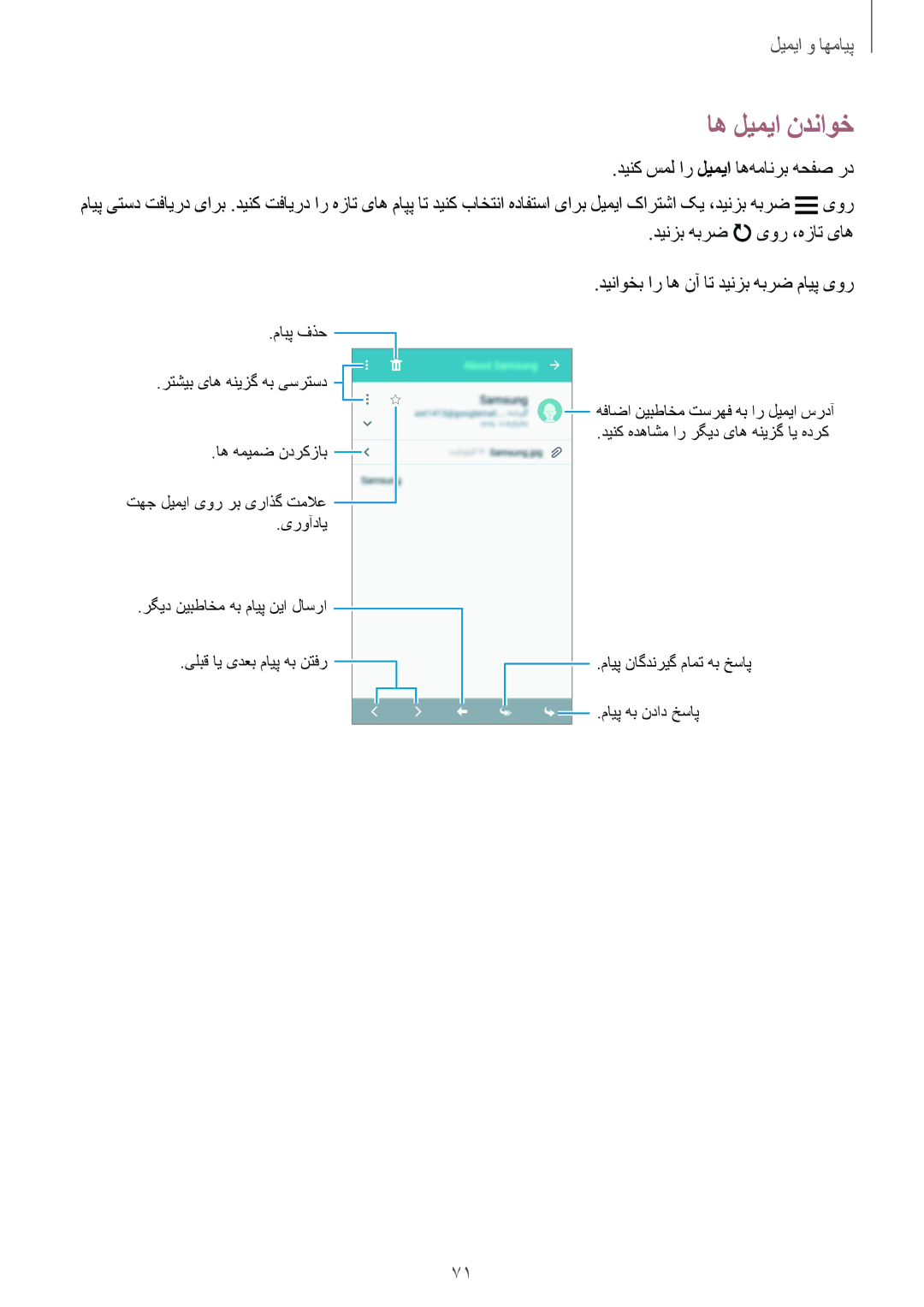 Samsung SM-A500HZSDEGY, SM-A500HZKDTUN manual اه لیمیا ندناوخ, دینک سمل ار لیمیا اه‌همانرب هحفص رد, دینزب هبرض یور ،هزات یاه 