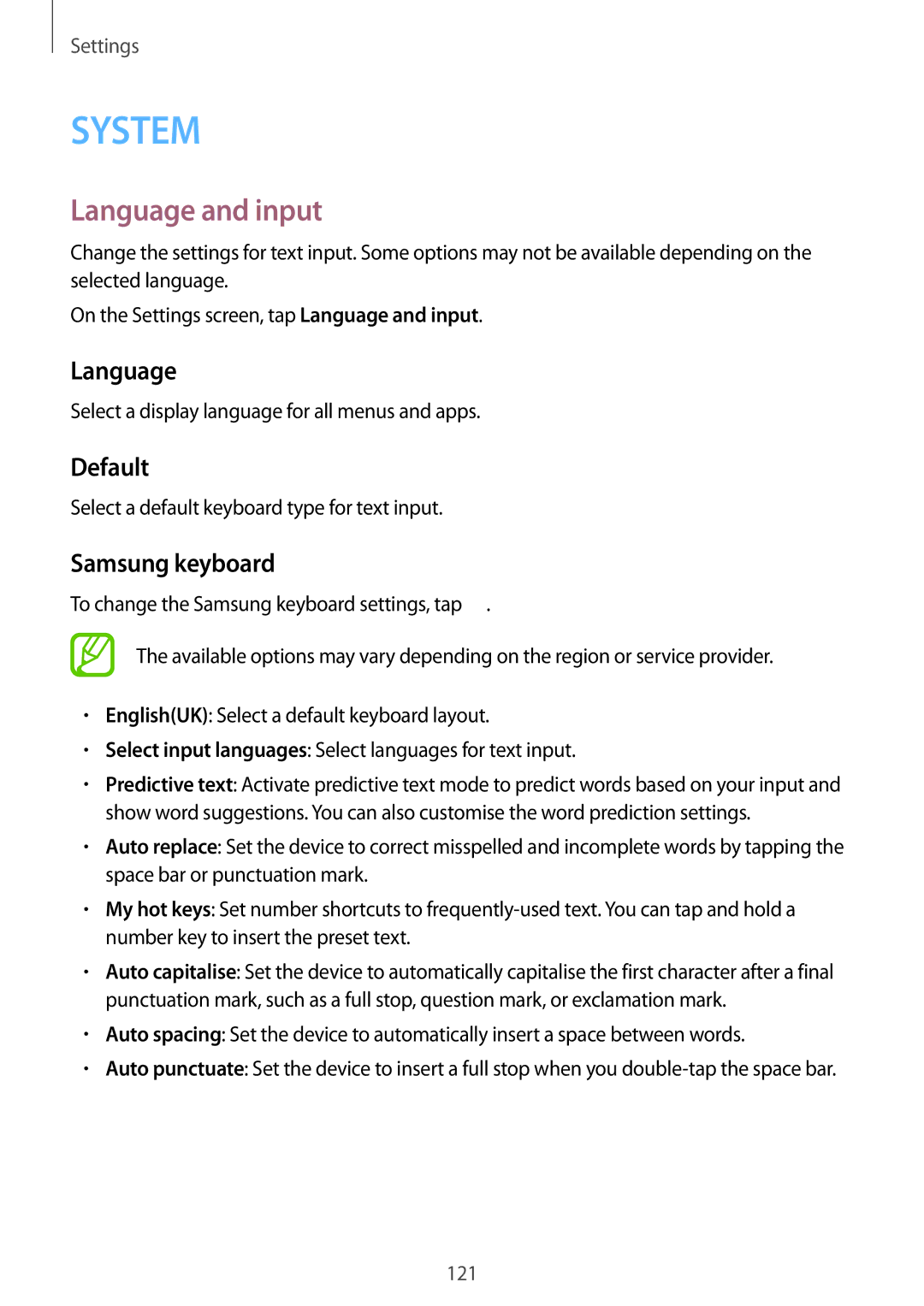 Samsung SM-A500HZWDCAC, SM-A500HZKDTUN, SM-A500HZIDEGY, SM-A500HZWDAFR manual Language and input, Default, Samsung keyboard 