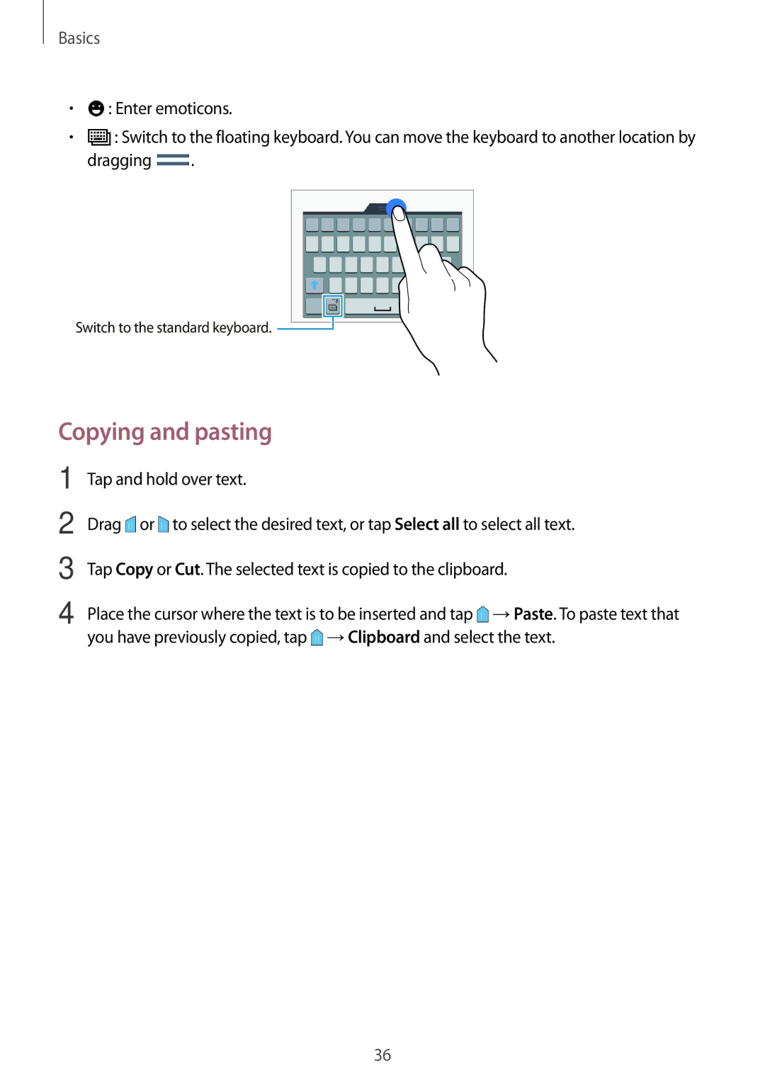 Samsung SM-A500HZWDEGY, SM-A500HZKDTUN, SM-A500HZWDCAC, SM-A500HZIDEGY, SM-A500HZWDAFR, SM-A500HZKDEGY Copying and pasting 