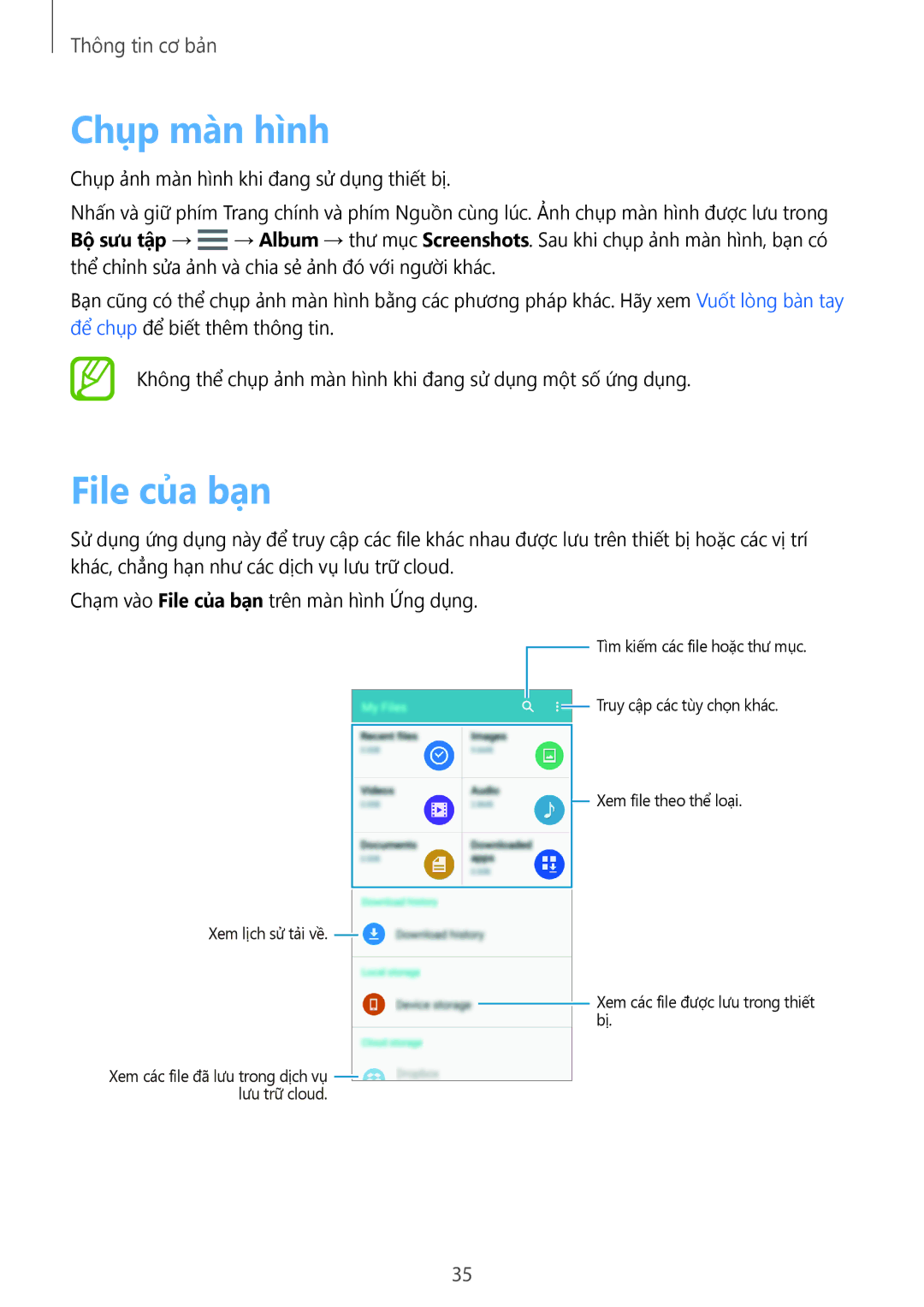 Samsung SM-A500HZKDXXV manual Chụp màn hình, File của bạn 