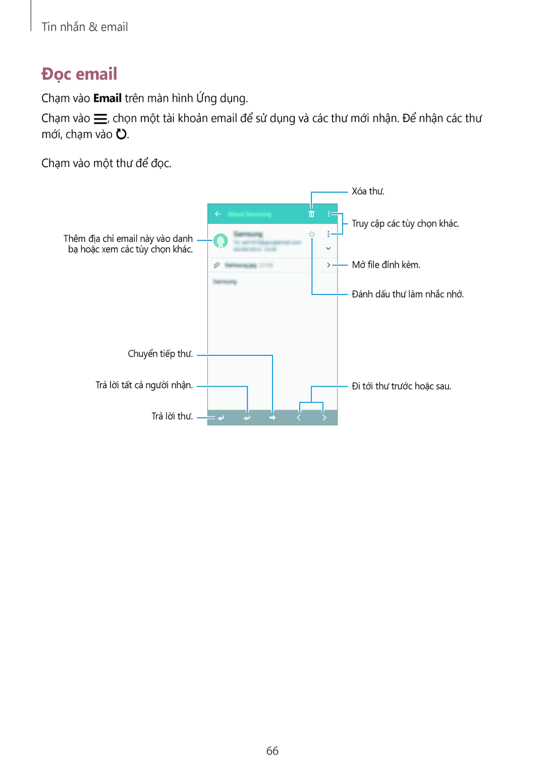 Samsung SM-A500HZKDXXV manual Đọc email 