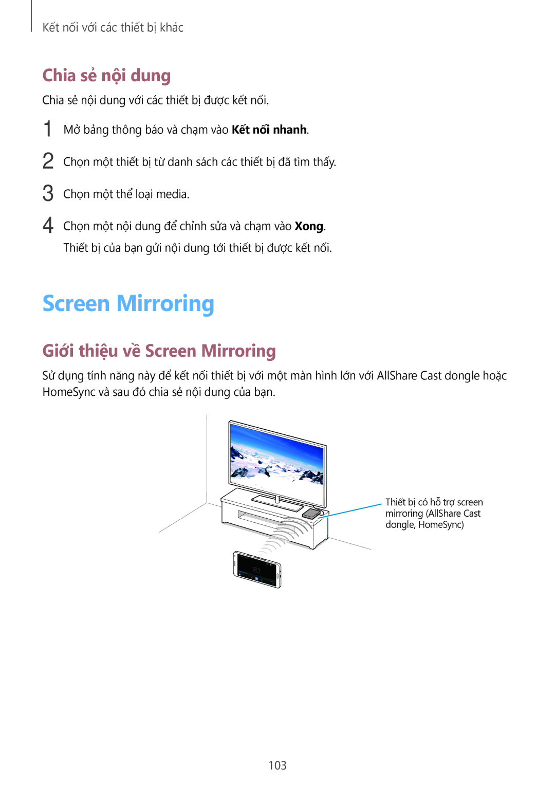 Samsung SM-A500HZKDXXV manual Chia sẻ nội dung, Giới thiệu về Screen Mirroring 