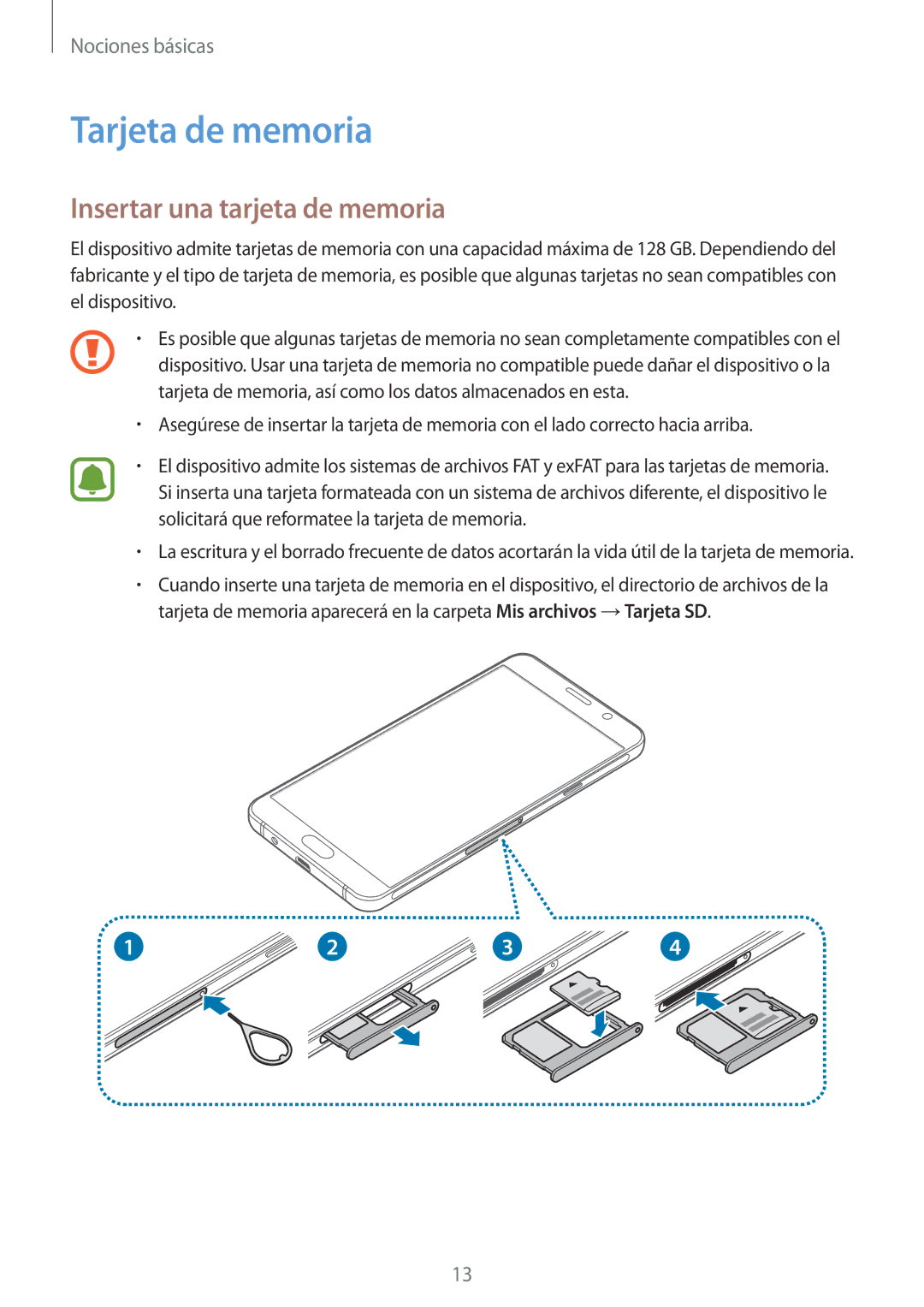 Samsung SM-A510FZWAPHE, SM-A510FEDAPHE, SM-A510FZKAPHE, SM-A510FZDAPHE Tarjeta de memoria, Insertar una tarjeta de memoria 