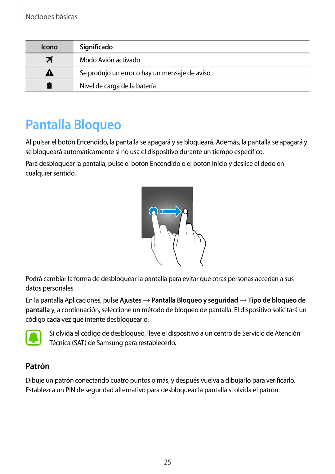 Samsung SM-A510FZWAPHE, SM-A510FEDAPHE, SM-A510FZKAPHE, SM-A510FZDAPHE manual Pantalla Bloqueo, Patrón 