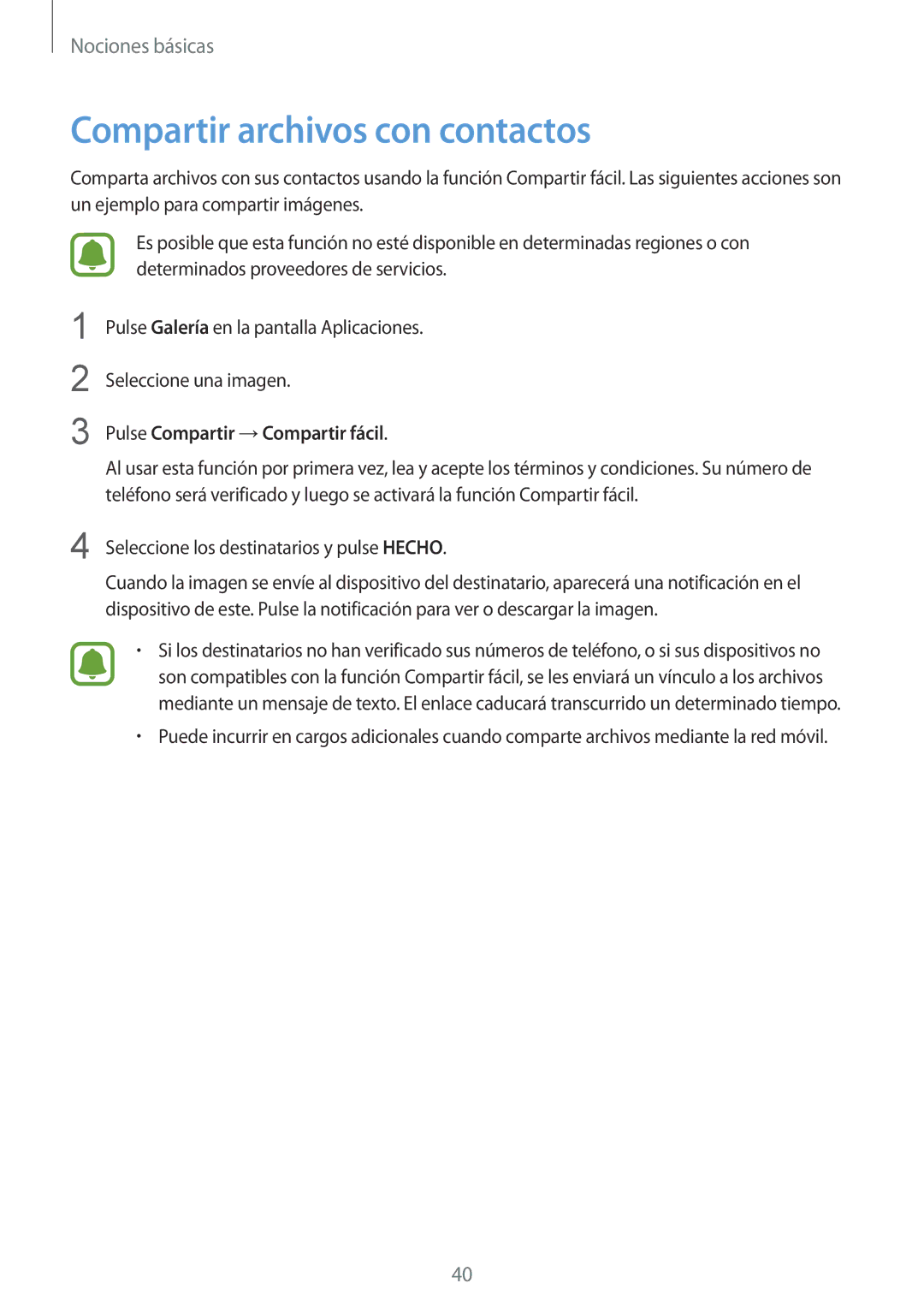 Samsung SM-A510FEDAPHE, SM-A510FZWAPHE, SM-A510FZKAPHE Compartir archivos con contactos, Pulse Compartir →Compartir fácil 