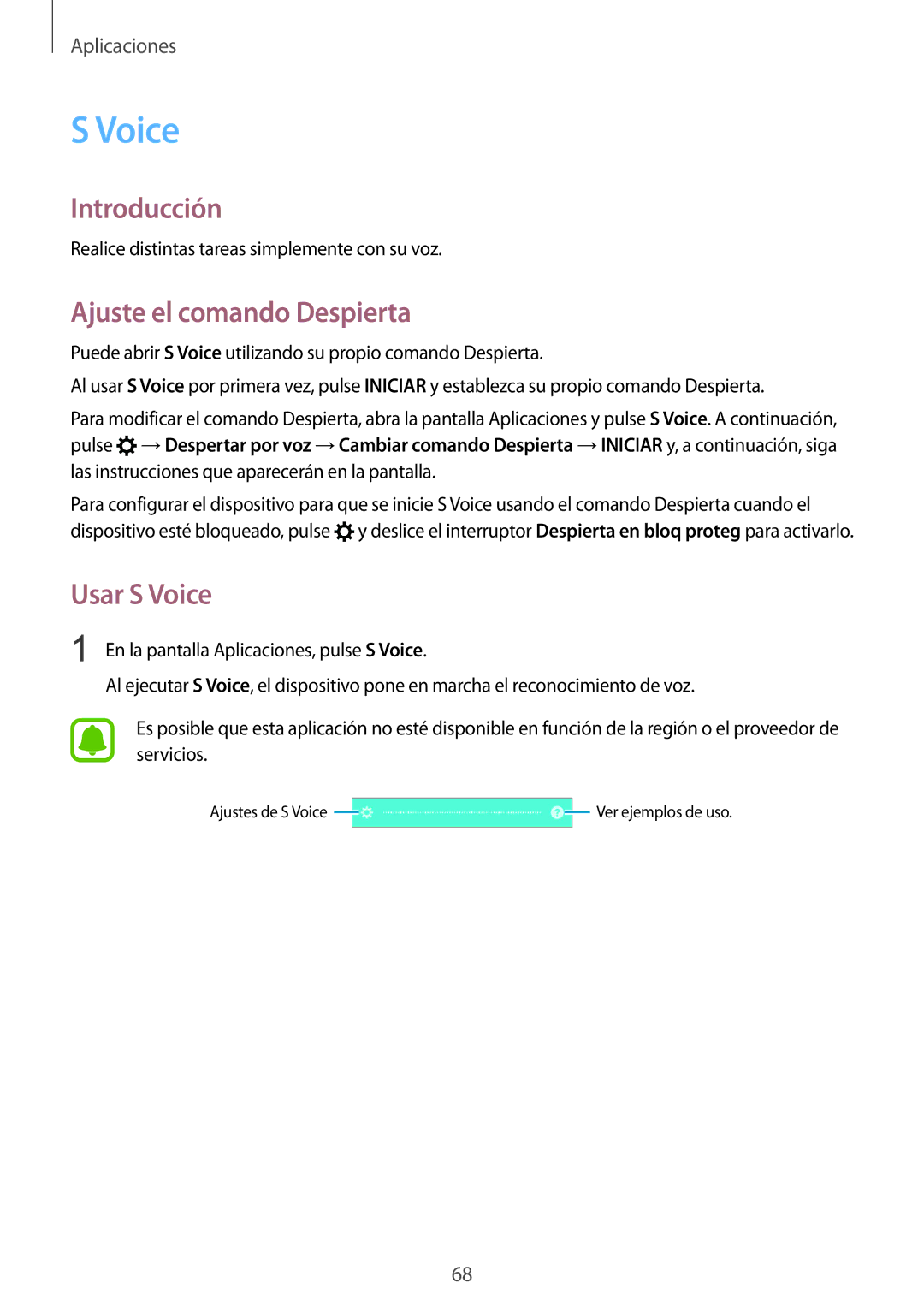 Samsung SM-A510FEDAPHE, SM-A510FZWAPHE, SM-A510FZKAPHE, SM-A510FZDAPHE manual Ajuste el comando Despierta, Usar S Voice 