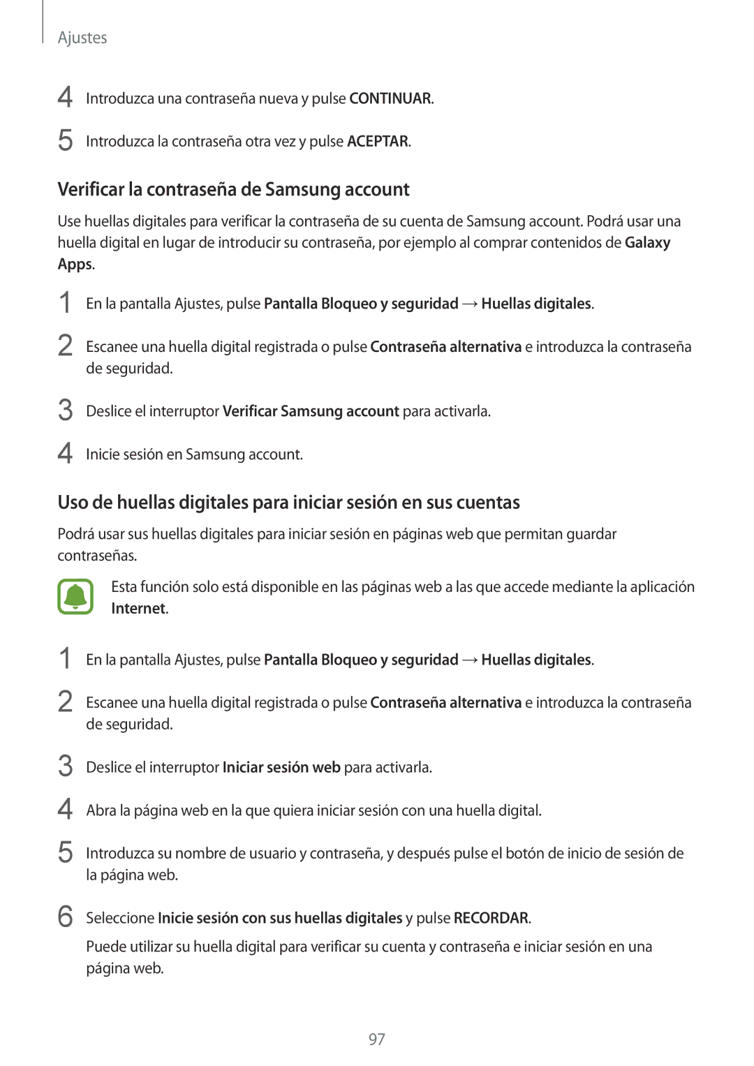 Samsung SM-A510FZWAPHE, SM-A510FEDAPHE, SM-A510FZKAPHE, SM-A510FZDAPHE manual Verificar la contraseña de Samsung account 