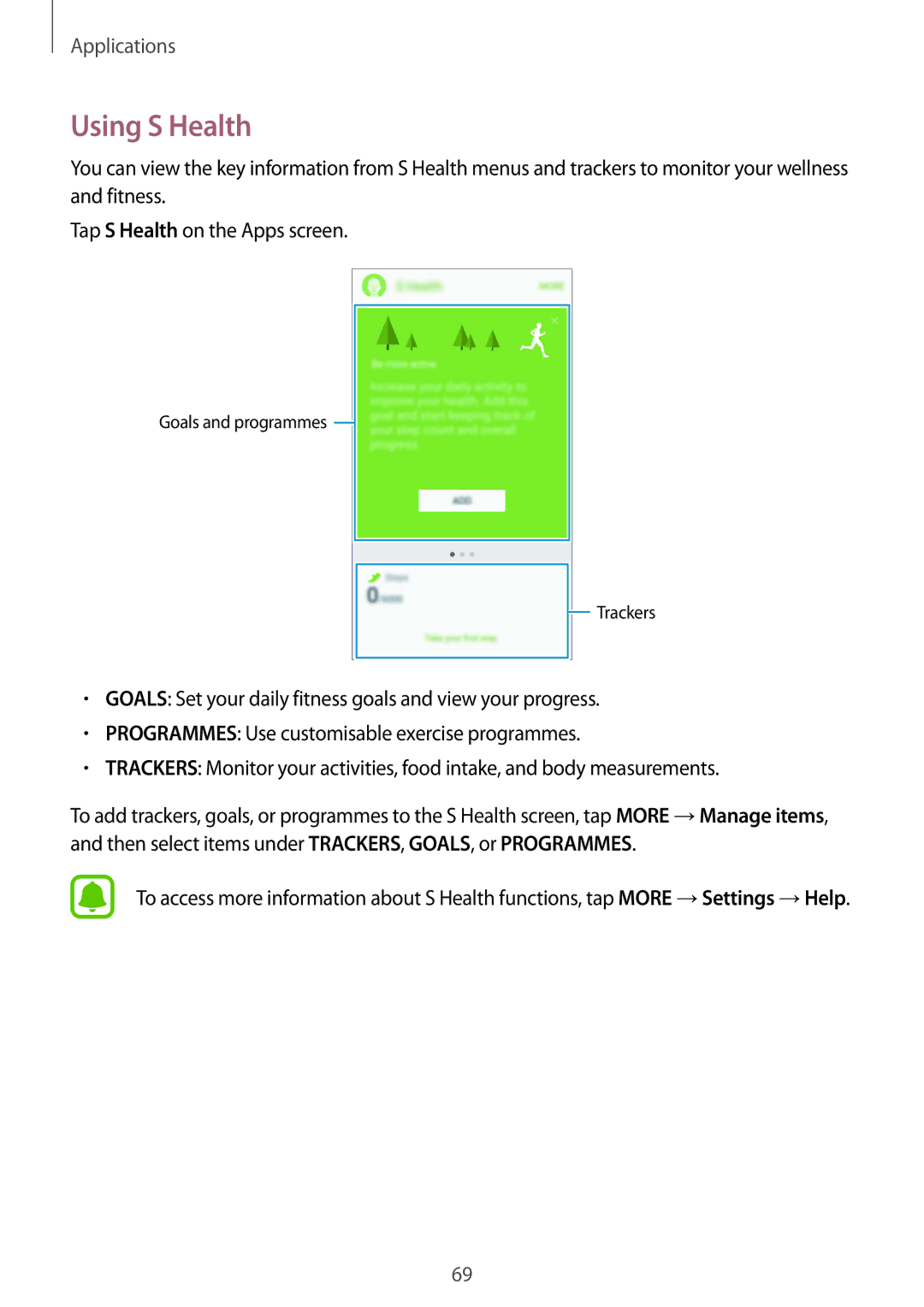 Samsung SM-A510FEDFXXV, SM-A510FEDFKSA, SM-A510FZKFKSA, SM-A510FZWFKSA, SM-A510FZDFKSA, SM-A510FZDFXXV manual Using S Health 