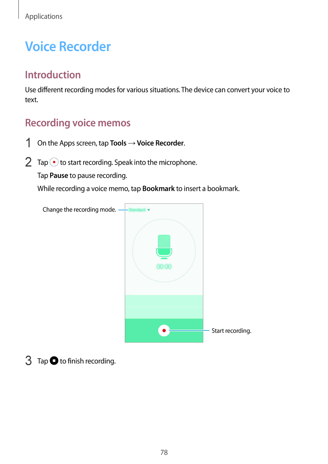 Samsung SM-A510FZDABGL, SM-A510FZDADBT, SM-A510FZWADBT, SM-A510FZKADBT, SM-A510FEDADBT Voice Recorder, Recording voice memos 