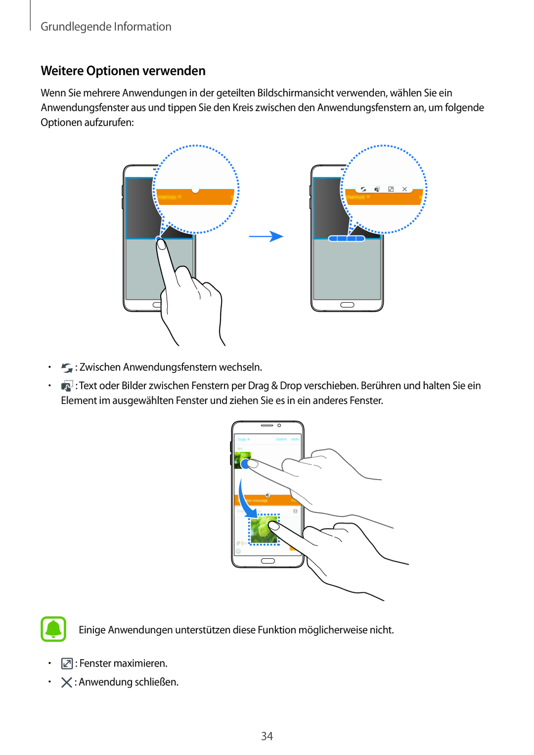 Samsung SM-A510FZKADBT, SM-A510FZDADBT, SM-A510FZWADBT, SM-A510FEDADBT manual Weitere Optionen verwenden 