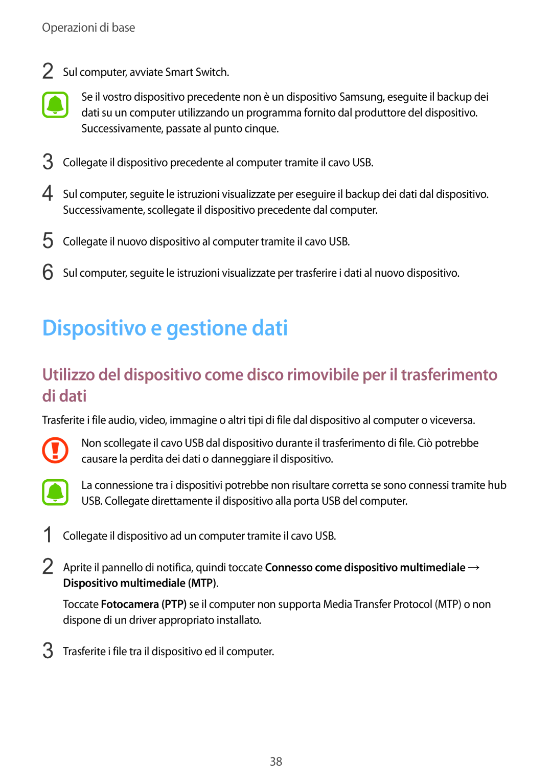 Samsung SM-A510FZKAITV, SM-A510FZDAITV, SM-A510FZWAITV manual Dispositivo e gestione dati 