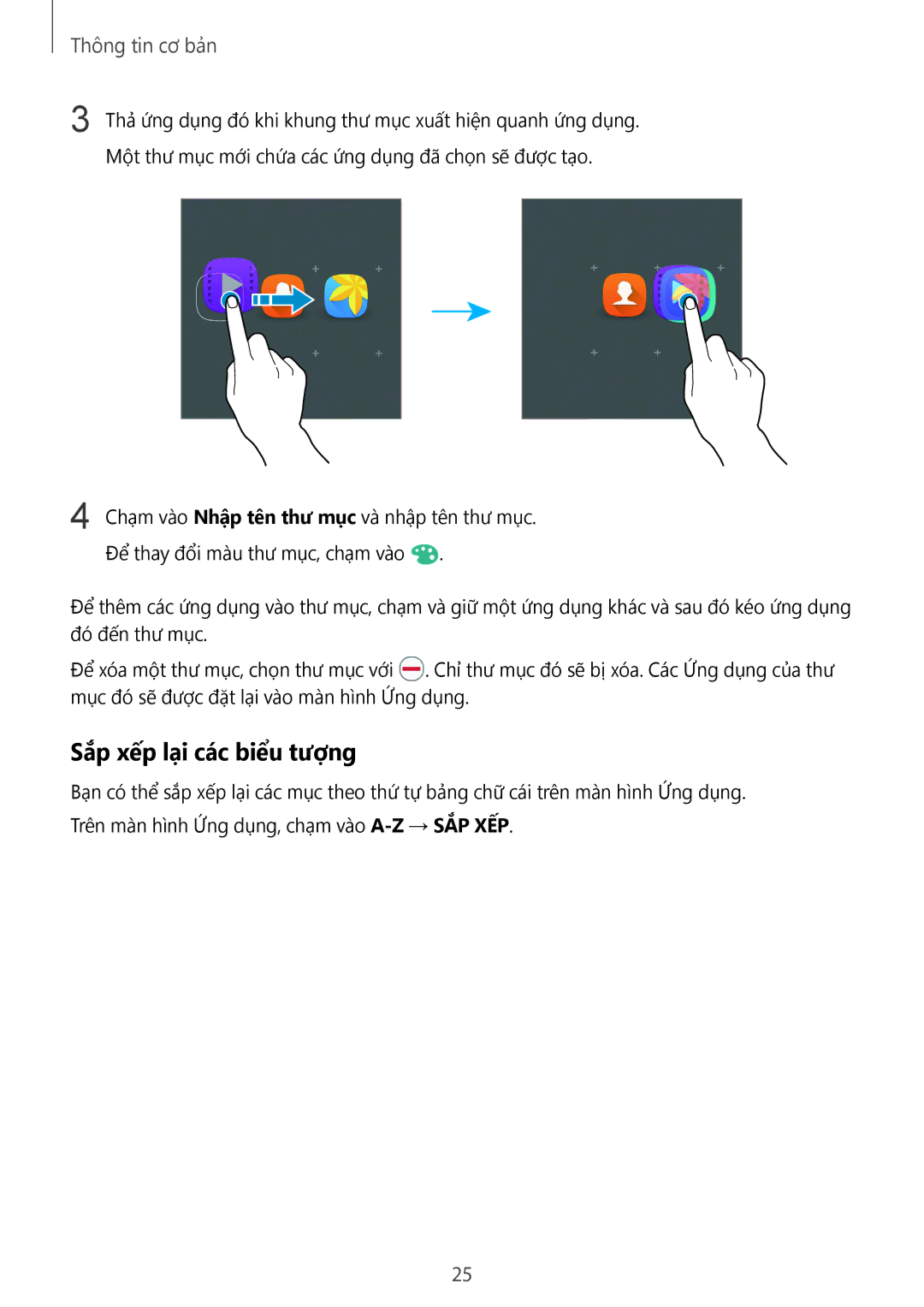 Samsung SM-A510FZKFXXV, SM-A510FZDFXXV, SM-A510FEDFXXV manual Sắp xếp lại các biểu tượng 