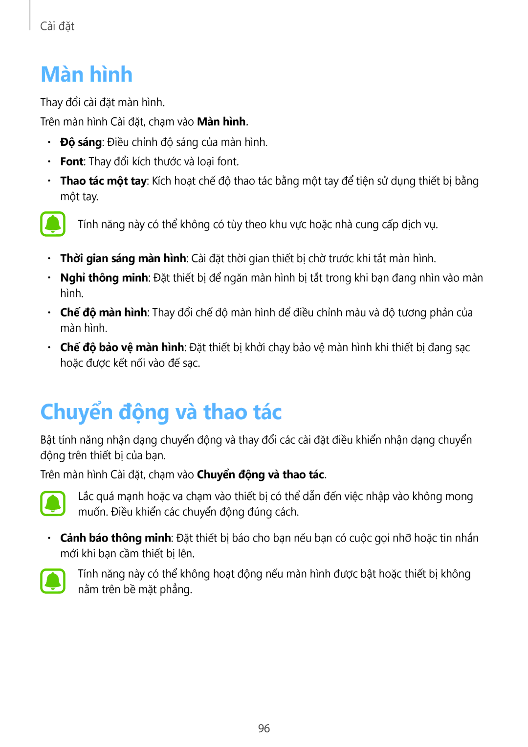 Samsung SM-A510FZDFXXV, SM-A510FZKFXXV, SM-A510FEDFXXV manual Màn hình, Chuyên đông va thao tác 