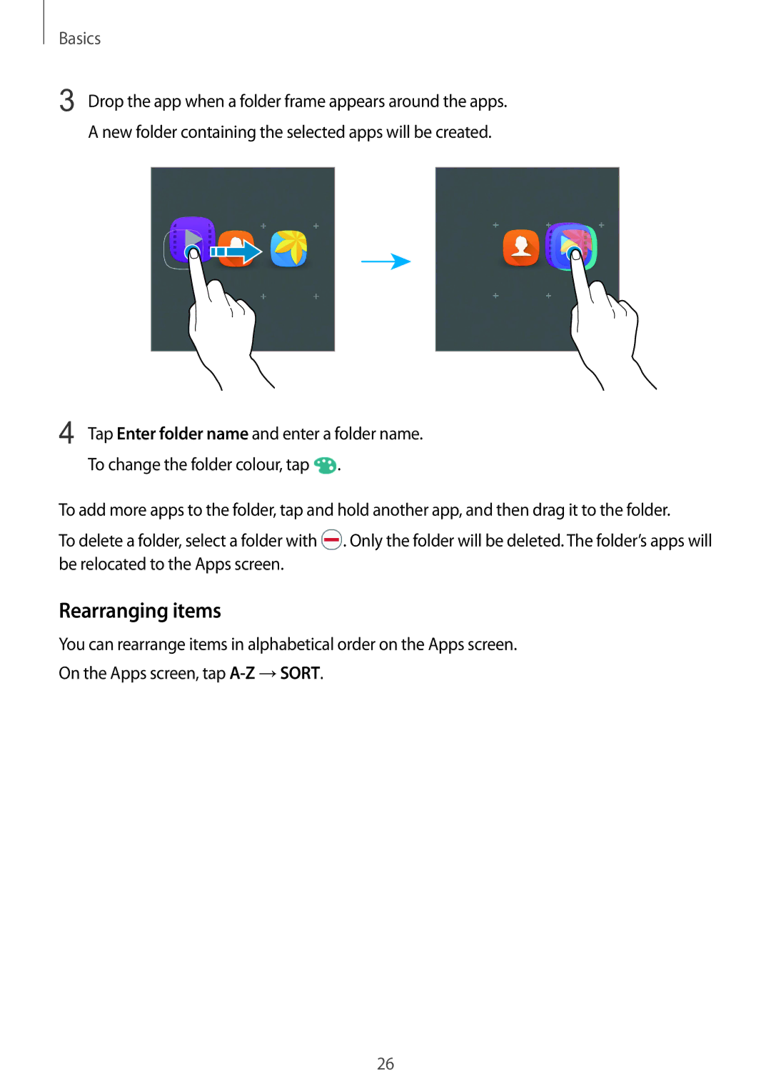 Samsung SM-A510FZKAILO manual Rearranging items 