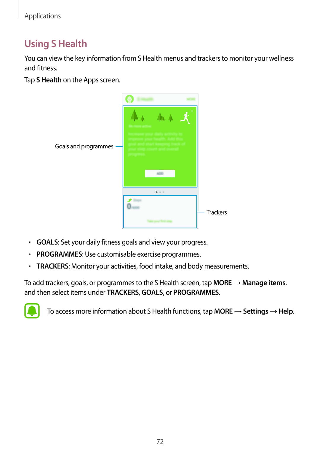 Samsung SM-A510FZKAILO manual Using S Health 