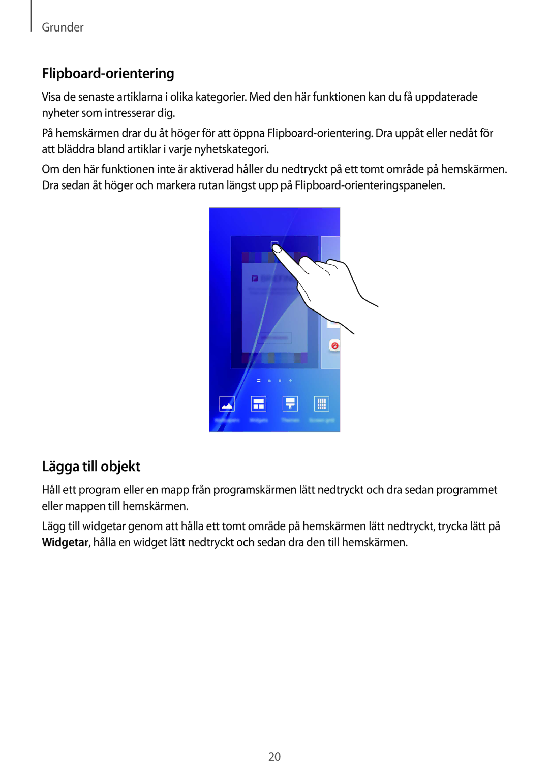 Samsung SM-A510FZDANEE, SM-A510FZKANEE, SM-A510FZWANEE manual Flipboard-orientering, Lägga till objekt 