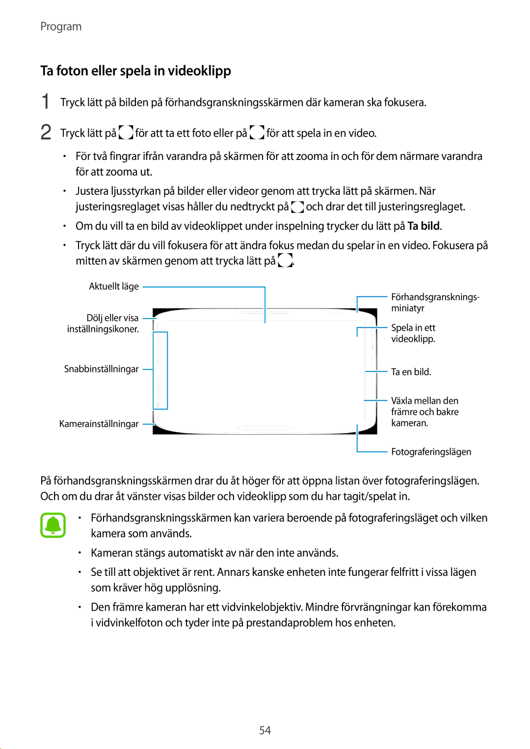 Samsung SM-A510FZKANEE, SM-A510FZWANEE, SM-A510FZDANEE manual Ta foton eller spela in videoklipp 