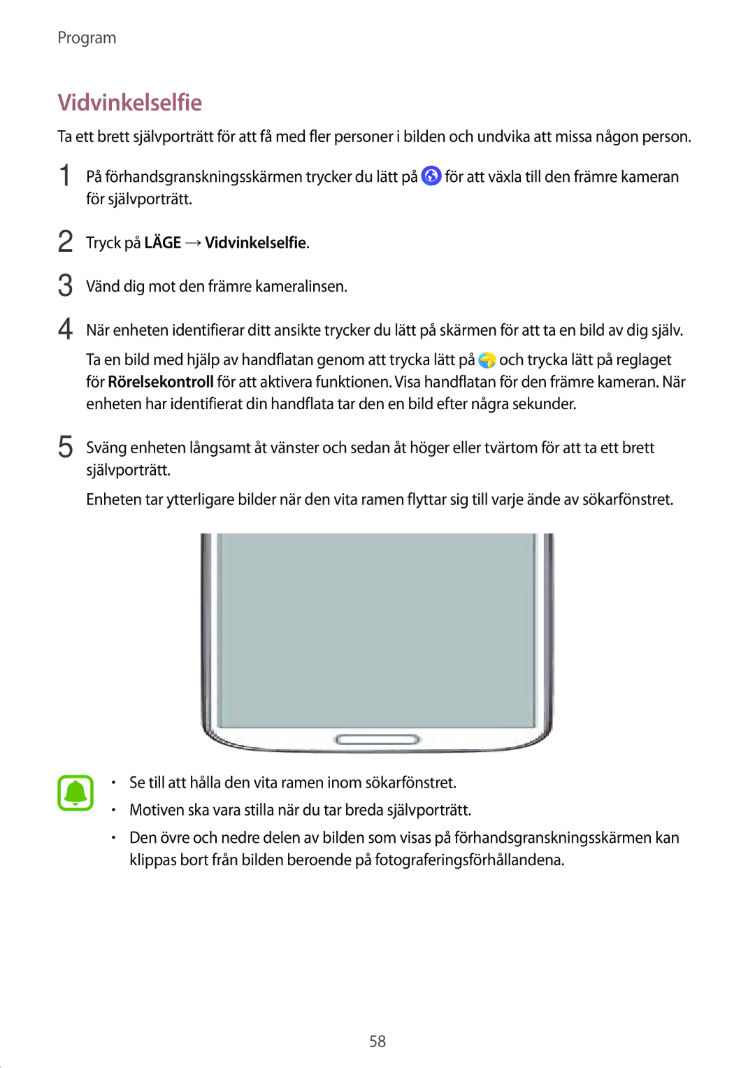 Samsung SM-A510FZWANEE, SM-A510FZKANEE, SM-A510FZDANEE manual För självporträtt, Tryck på Läge →Vidvinkelselfie 