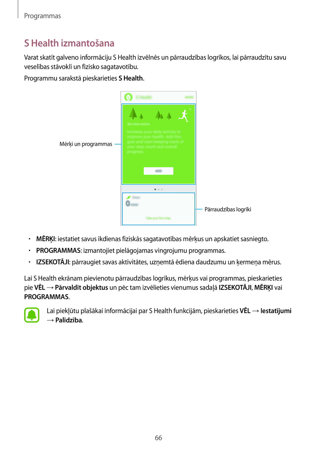 Samsung SM-A510FZKASEB, SM-A510FZDASEB manual Health izmantošana, → Palīdzība 