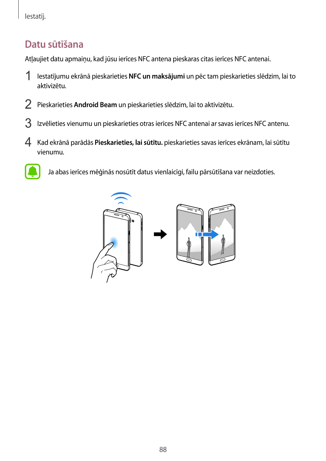 Samsung SM-A510FZKASEB, SM-A510FZDASEB manual Datu sūtīšana 