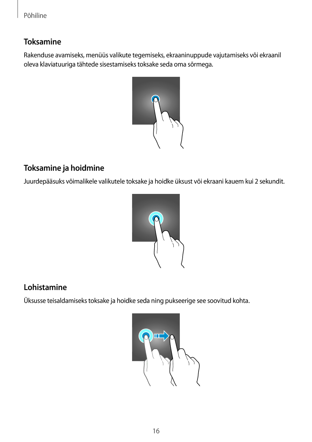 Samsung SM-A510FZKASEB, SM-A510FZDASEB manual Toksamine ja hoidmine, Lohistamine 