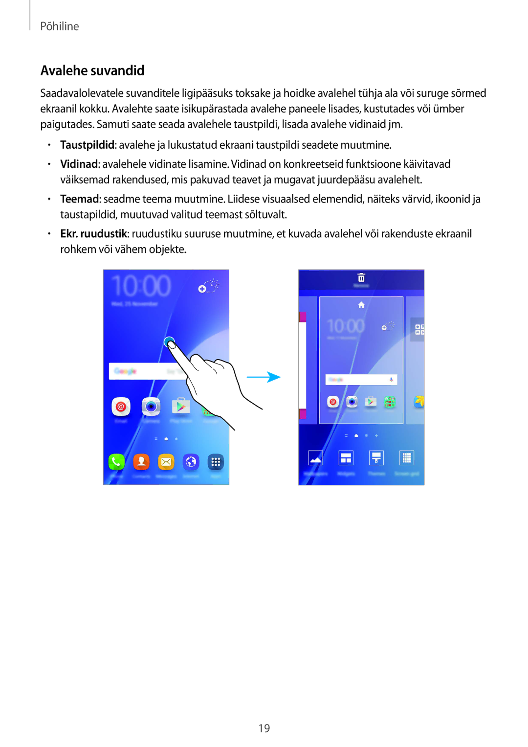 Samsung SM-A510FZDASEB, SM-A510FZKASEB manual Avalehe suvandid 