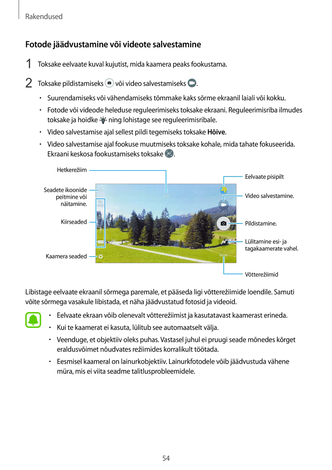 Samsung SM-A510FZKASEB, SM-A510FZDASEB manual Fotode jäädvustamine või videote salvestamine 