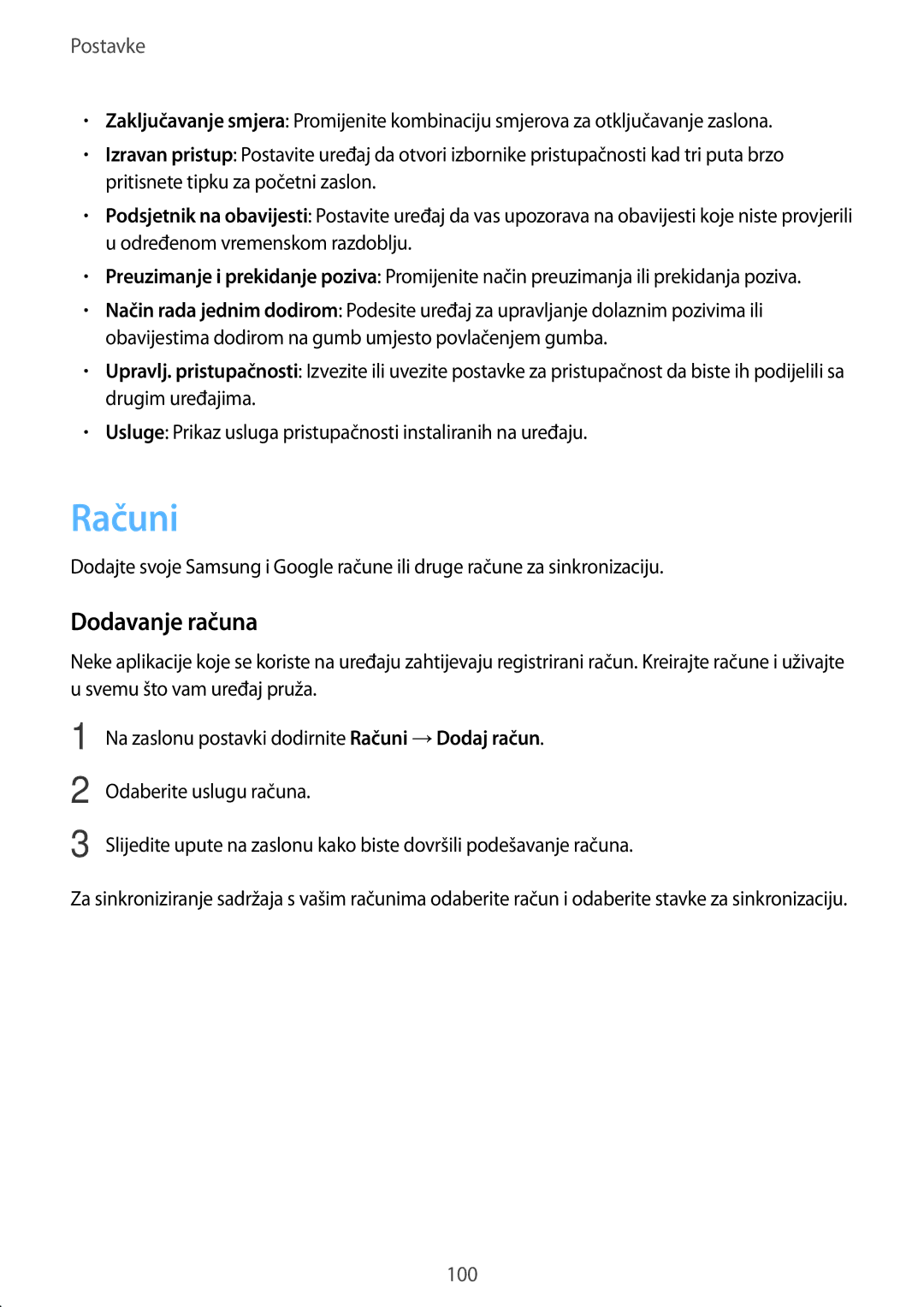 Samsung SM-A510FZKASEE manual Računi, Dodavanje računa 